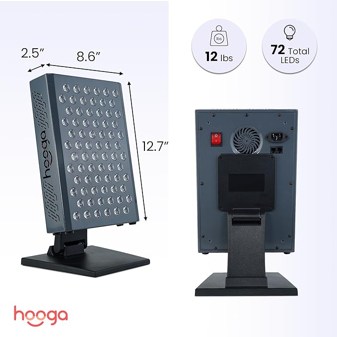 Hooga Red Light Therapy Panel, Red & Near Infrared LED Light with Timer