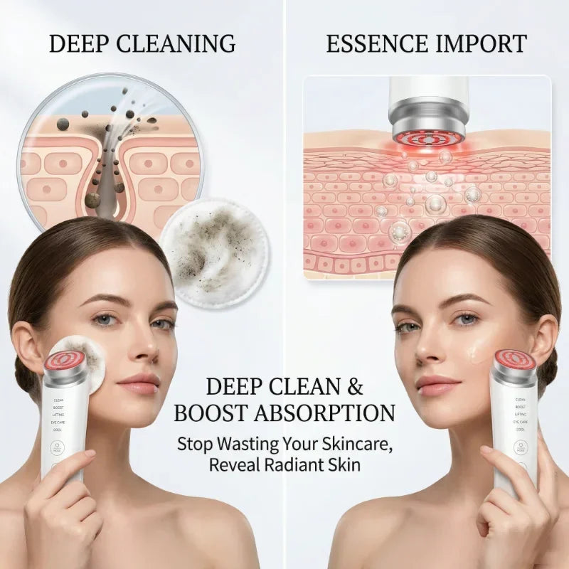 Home Use Collagen Tightening Beauty Instrument, 5 Modes EMS Red Light Anti-Aging Eye Care, Portable & Sensitive Skin Friendly