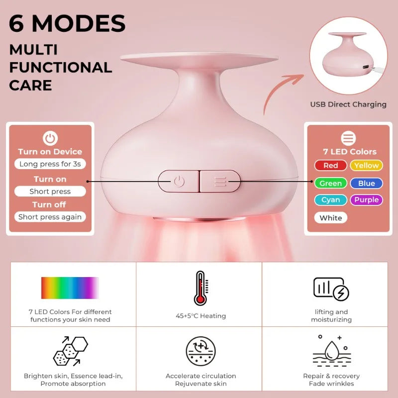 Beauty Introducer 7-color Led Color Light Skin Rejuvenation Serum Lotion Facial Promotion Absorption Low Frequency Skin Care