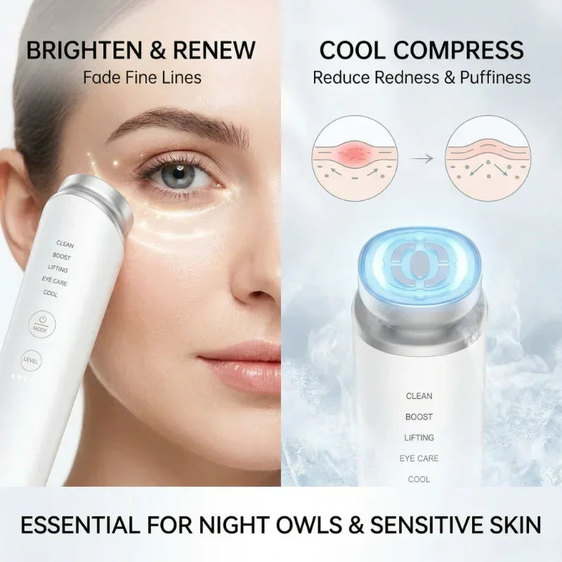 Home Use Collagen Tightening Beauty Instrument, 5 Modes EMS Red Light Anti-Aging Eye Care, Portable & Sensitive Skin Friendly