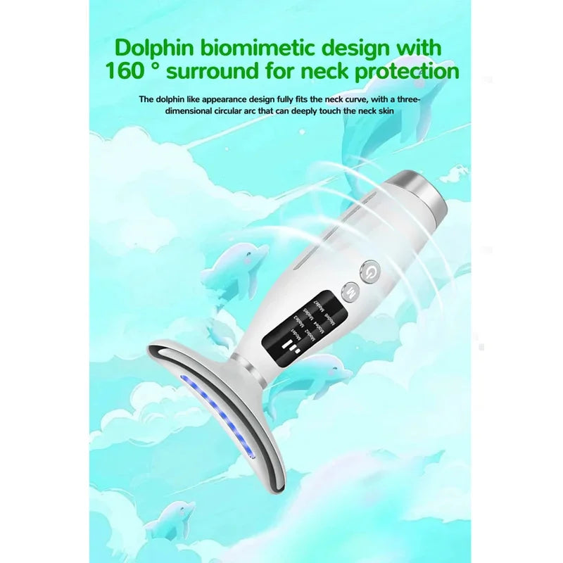 Colour Light Face And Neck Beauty Instrument 7 Modes And 7 Speeds Adjustment With Curved Hand Grip Neck Beauty Instrument