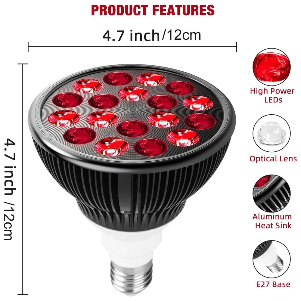 Red Light Therapy Lamp for Face 54W 660nm & 850nm Infrared Light Therapy Device for Muscle Joint Pain Relief Skin Health Tools